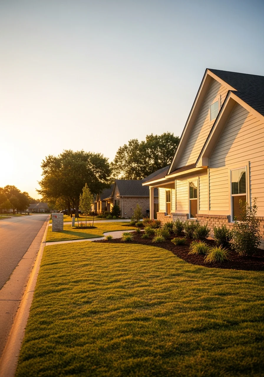 Moore home exterior with modern siding, landscaped front, and residential street in background.
